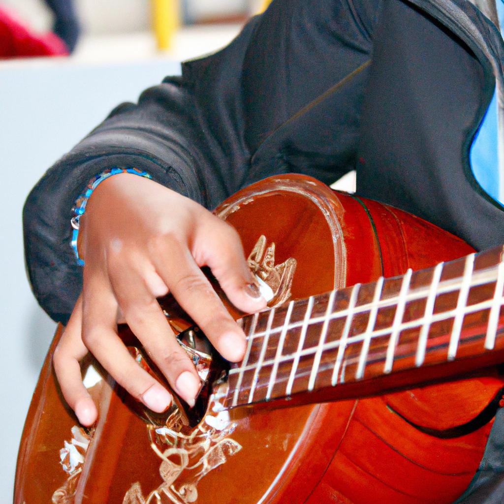 Person playing musical instrument, performing