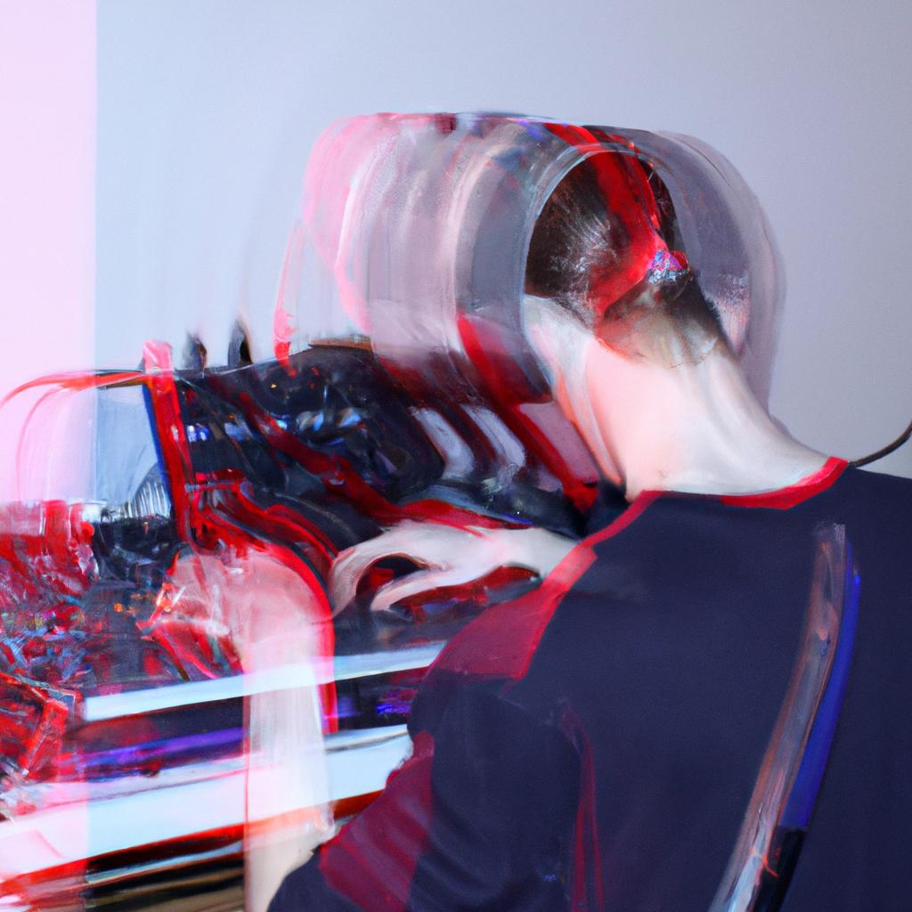 Person creating experimental music glitch